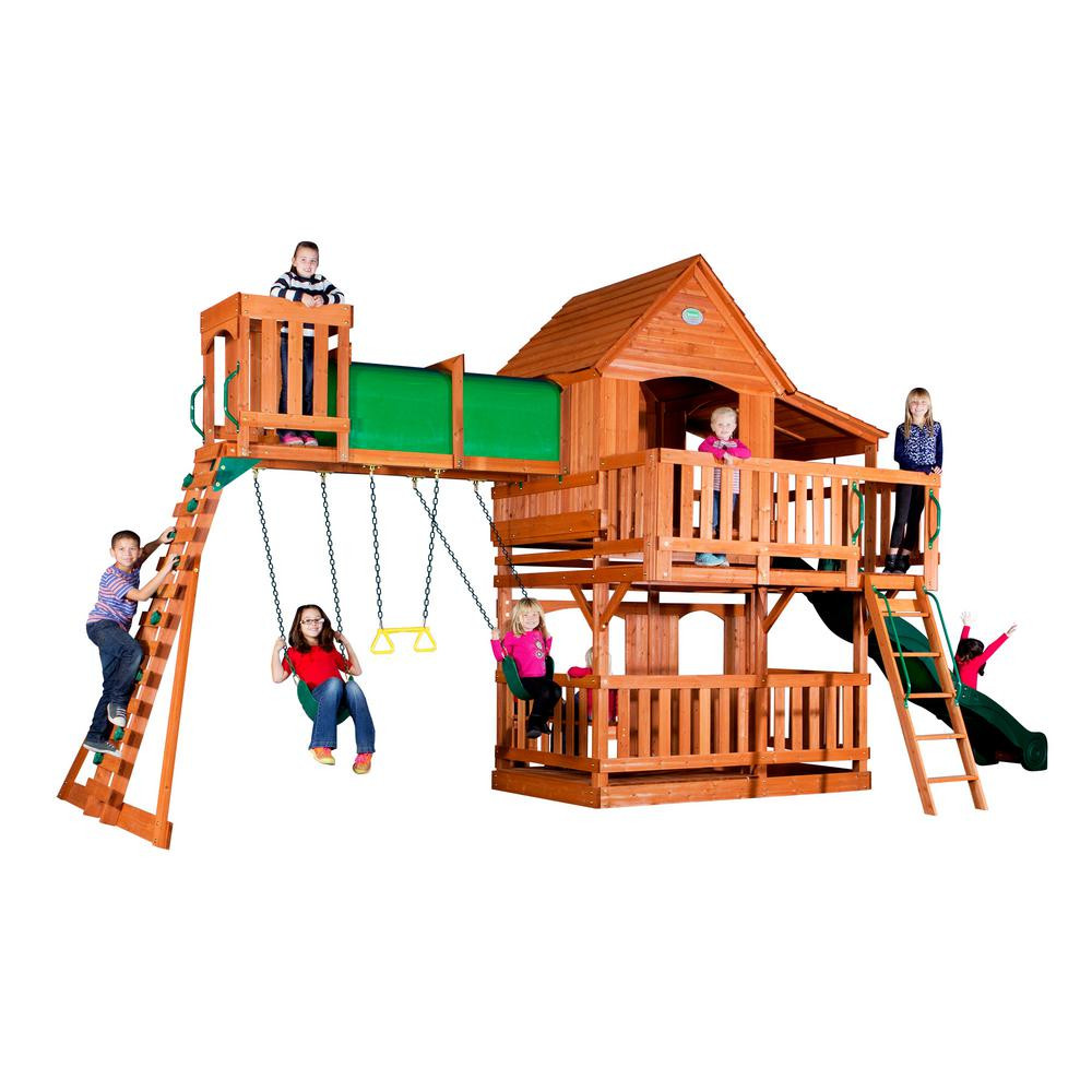 Children'S Playsets Backyard
 Backyard Discovery Woodridge II All Cedar Playset 6815