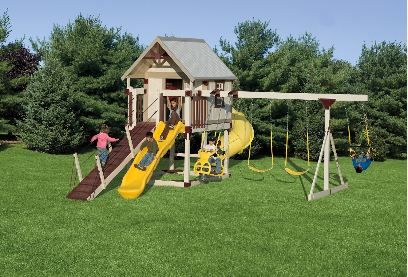 Children'S Playsets Backyard
 Happy Hideout Playset Package with Swings & Slide H68 7