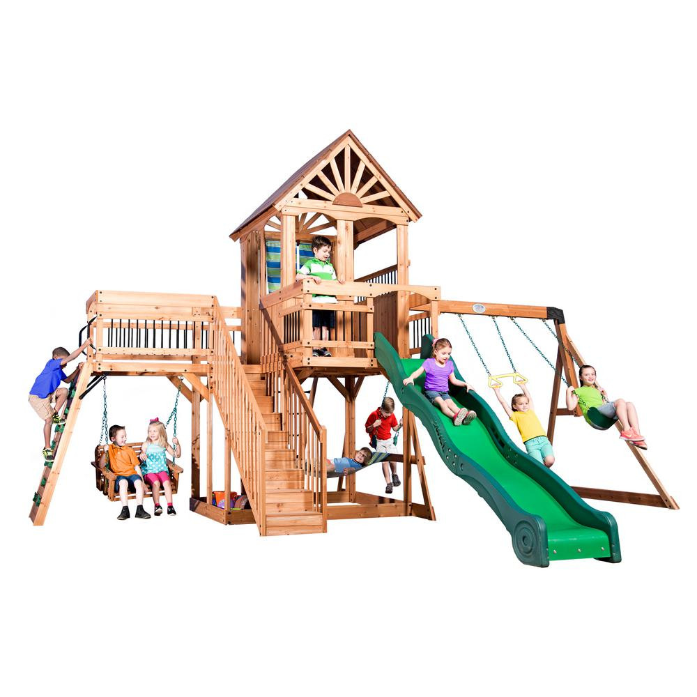 Children'S Playsets Backyard
 Backyard Discovery Caribbean All Cedar Playset