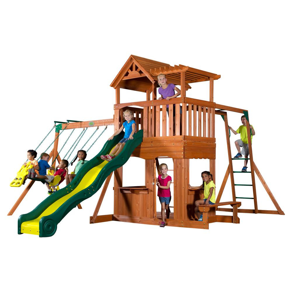 Children'S Playsets Backyard
 Backyard Discovery Thunder Ridge All Cedar Playset