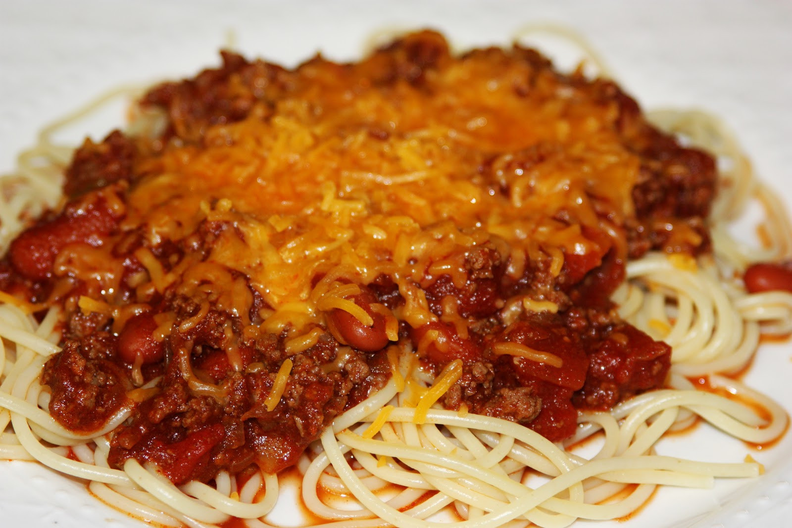 Chili On Spaghetti
 My Recipe Box Chili Spaghetti