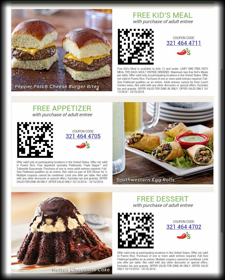 Chili'S Dessert Coupon
 Chilis Coupons FREE Appetizer FREE Dessert OR FREE Kids