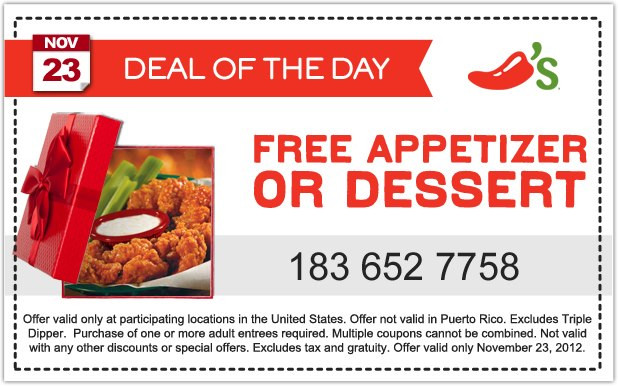 Chili'S Dessert Coupon
 Going Full Throttle Coupon Chili s Free Appetizer or Dessert