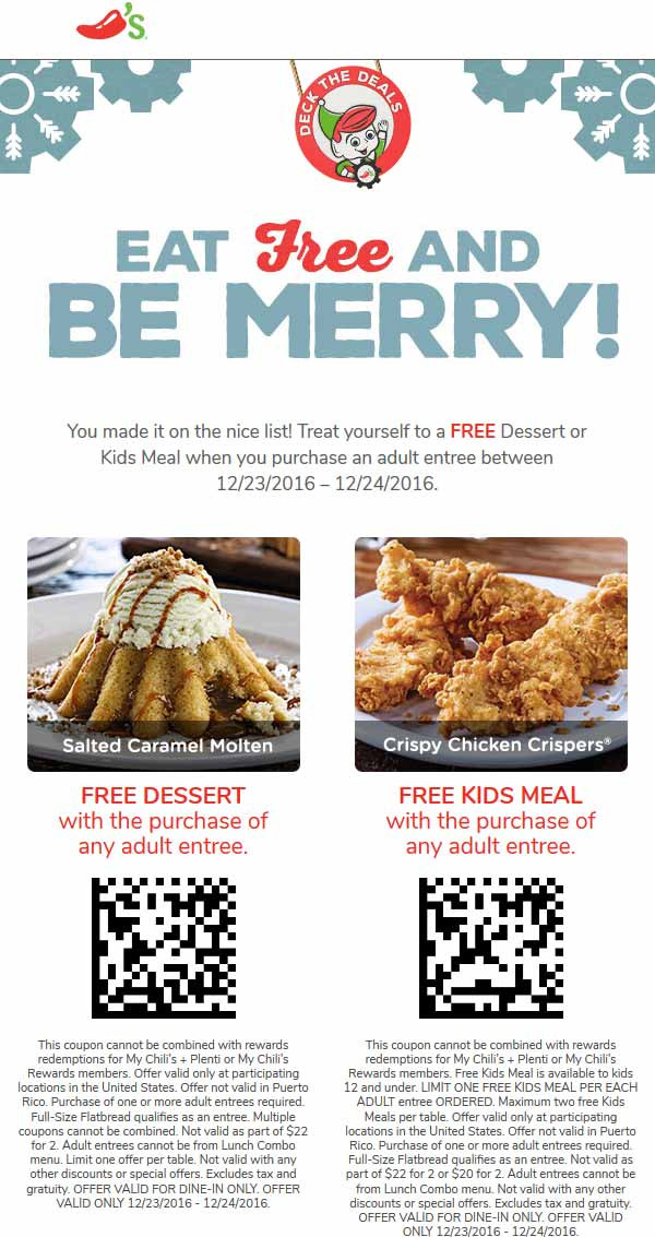 Chili'S Dessert Coupon
 Chilis Coupons Free kids meal or dessert with your