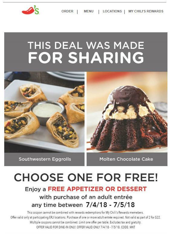 Chili'S Dessert Coupon
 Chilis Coupons Chili s Printable Coupon