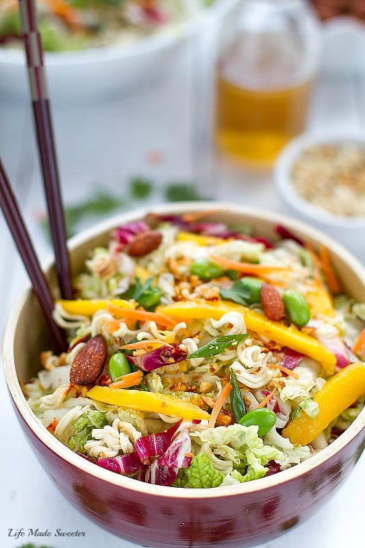 Chinese Chicken Salad Ramen
 Sriracha Asian Crunchy Ramen Noodle Salad – aka Chinese