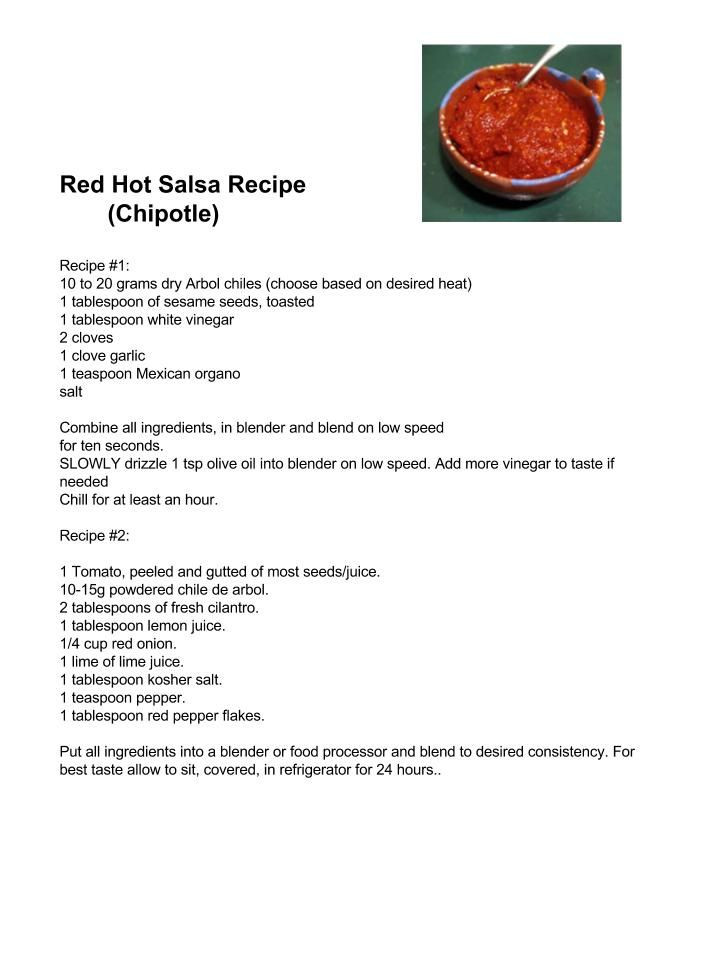 Chipotle Red Salsa Recipe
 Chipotle Red Hot Salsa