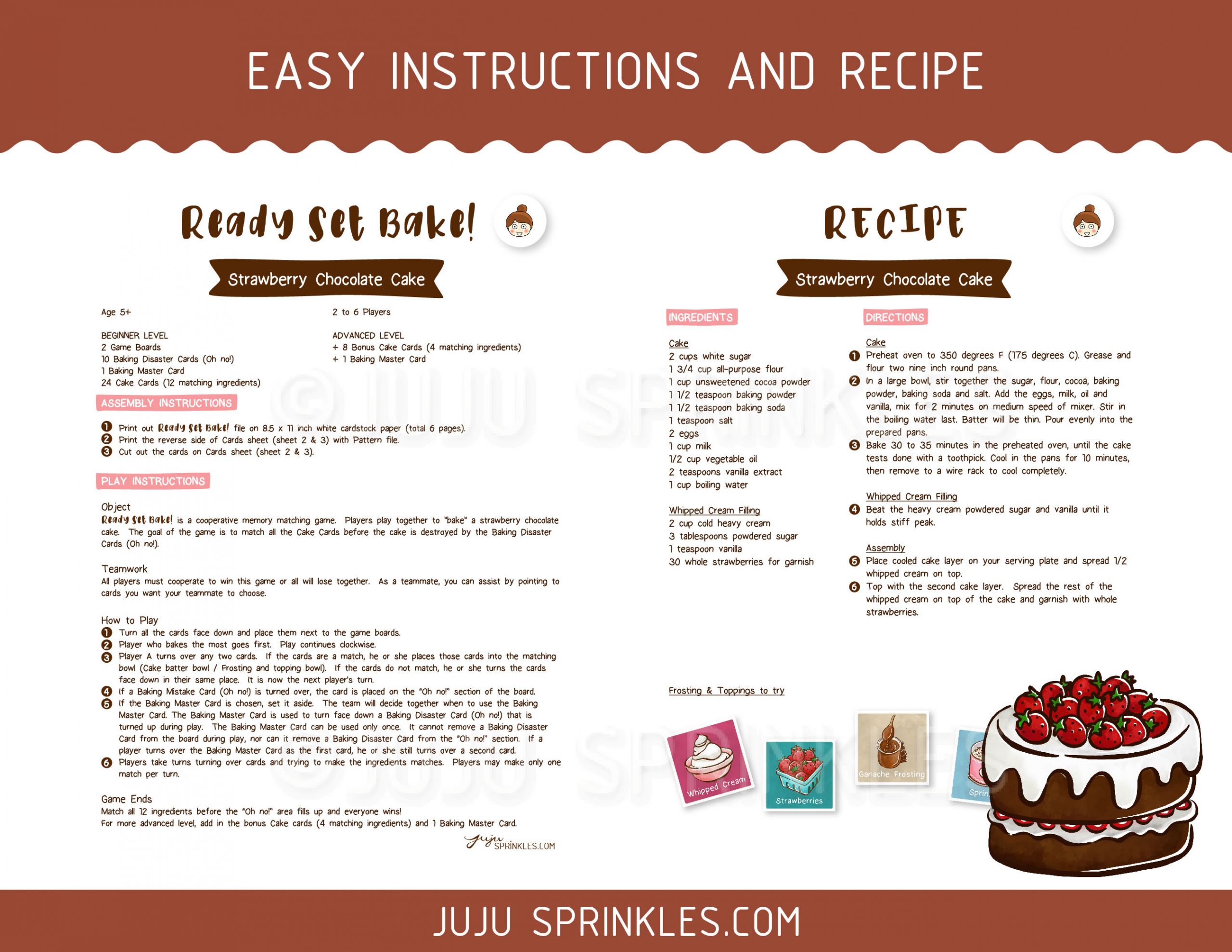 Choc Recipes For Kids
 Printable Baking Memory Game – Strawberry Chocolate Cake