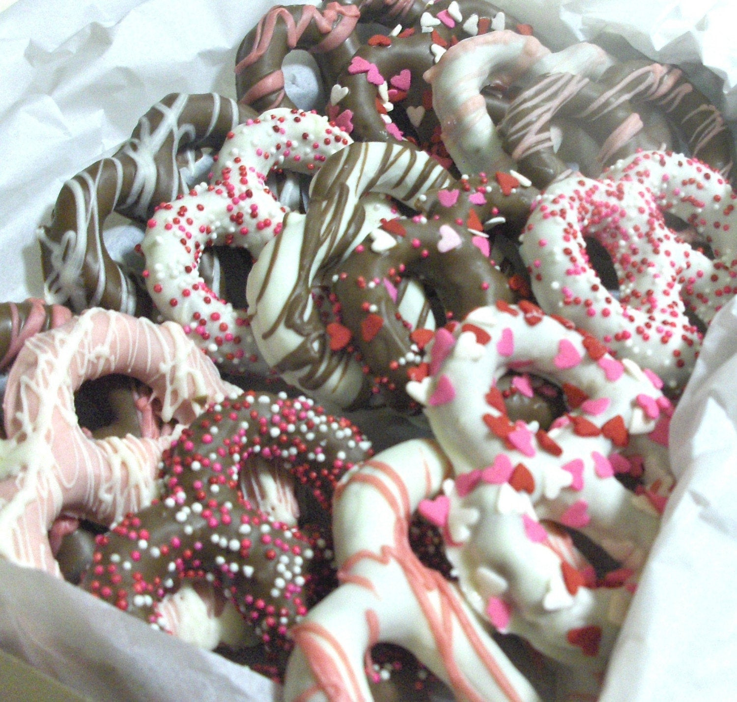 Chocolate Covered Pretzels For Valentines Day
 VALENTINE CANDY Chocolate covered pretzels by FuzzyButtFarm