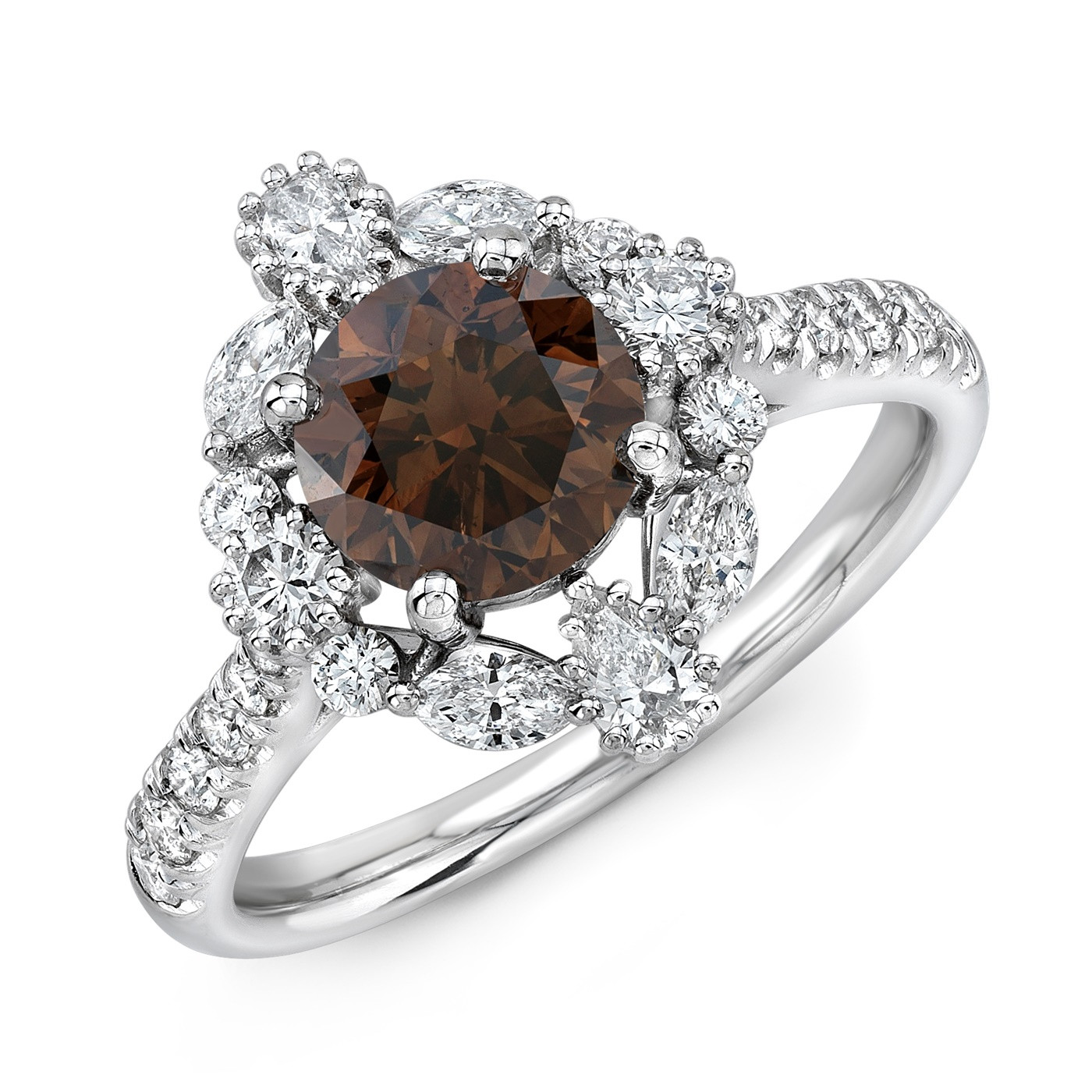 Chocolate Diamond Engagement Ring
 Gorgeous 1 38ct Cognac Diamond & Stunning Parade Design