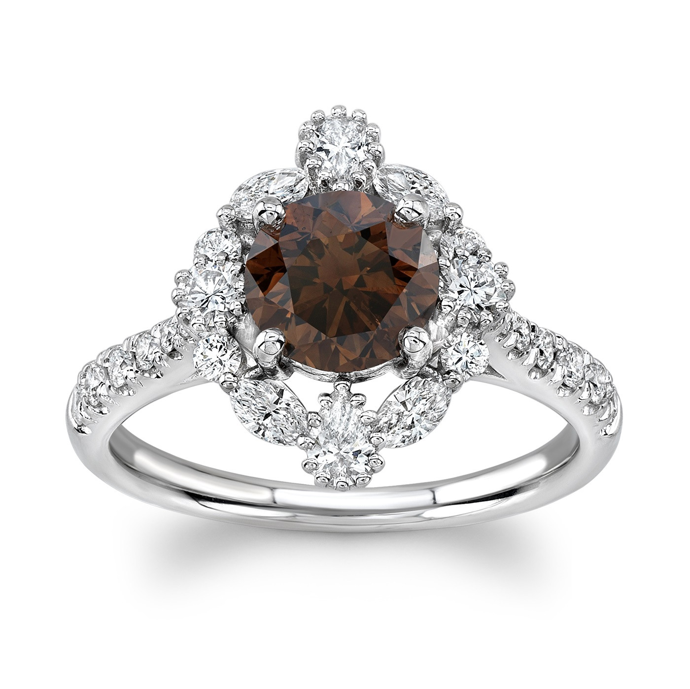 Chocolate Diamond Engagement Ring
 Gorgeous 1 38ct Cognac Diamond & Stunning Parade Design