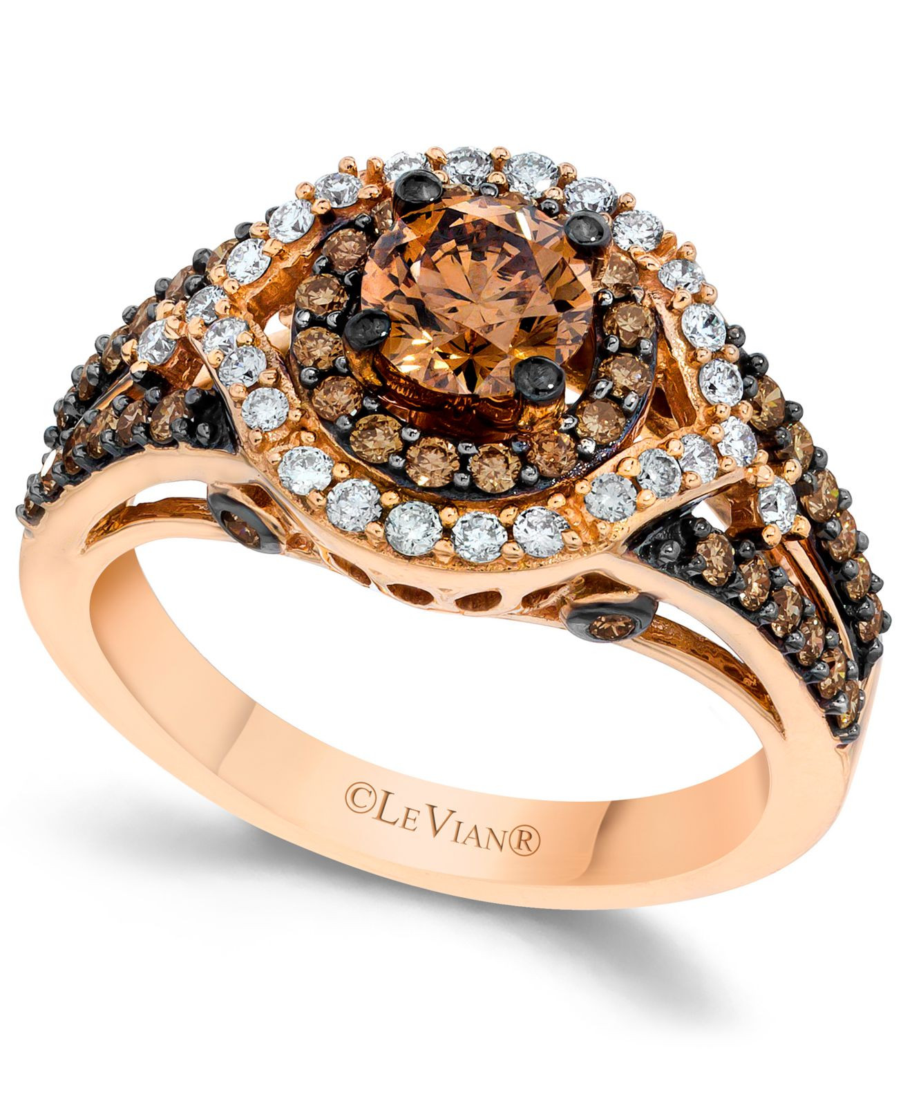 Chocolate Diamond Engagement Ring
 Le vian Chocolate And White Diamond Engagement Ring In 14k