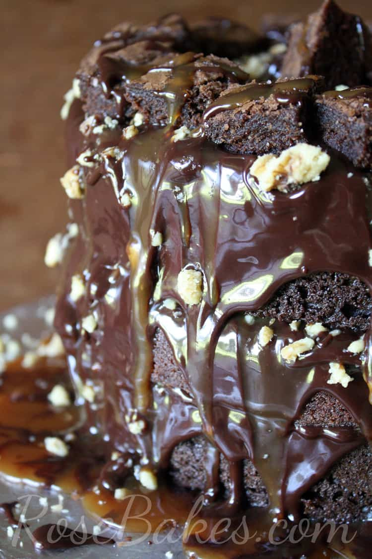 Chocolate Fudge Brownie Cake
 Chocolate Fudge Turtle Brownie Cake with Caramel & Walnuts