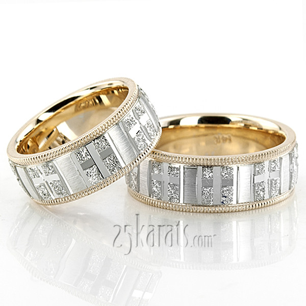 Christian Wedding Rings Sets
 HH BA 14K Gold Exquisite Religious Wedding Ring Set