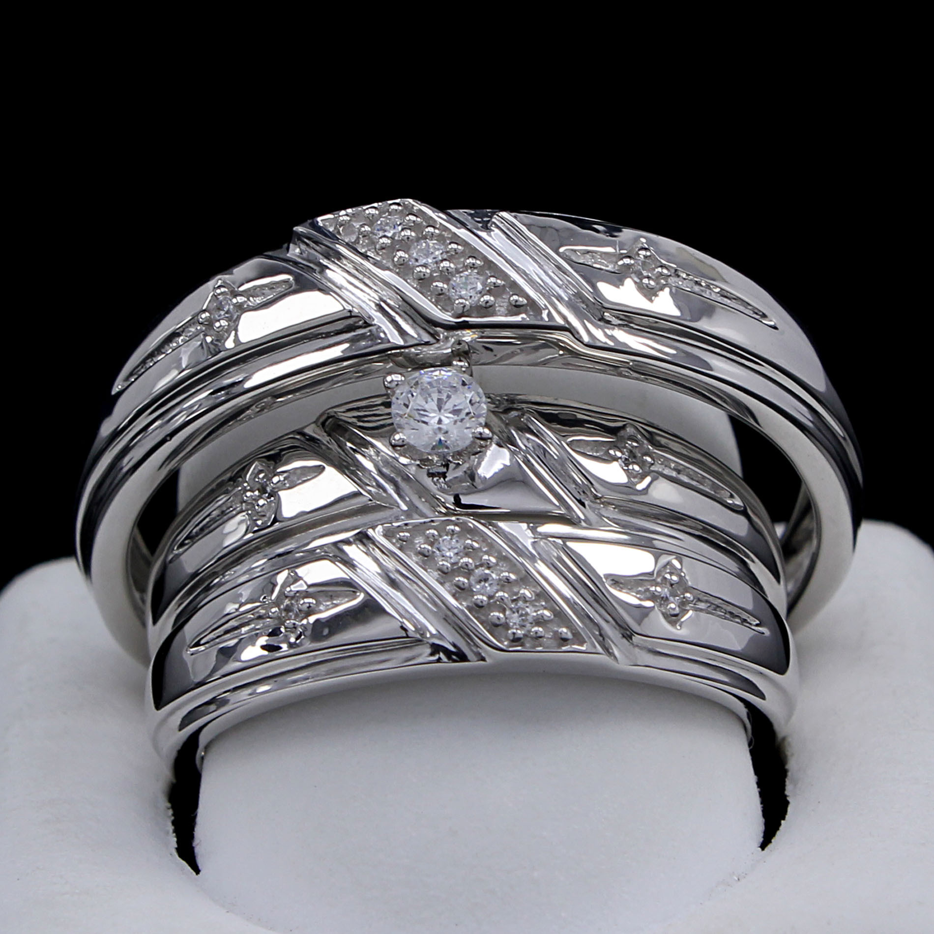 Christian Wedding Rings Sets
 Diamond 3 ring 20 carat wedding band set Cross Christian