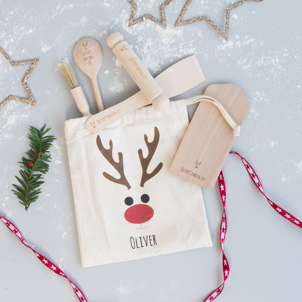 Christmas Baking For Kids
 personalised kids christmas baking kit by rocket and fox