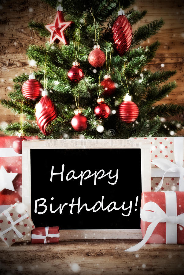 Christmas Birthday Wishes
 Christmas Tree With Happy Birthday Stock Image of