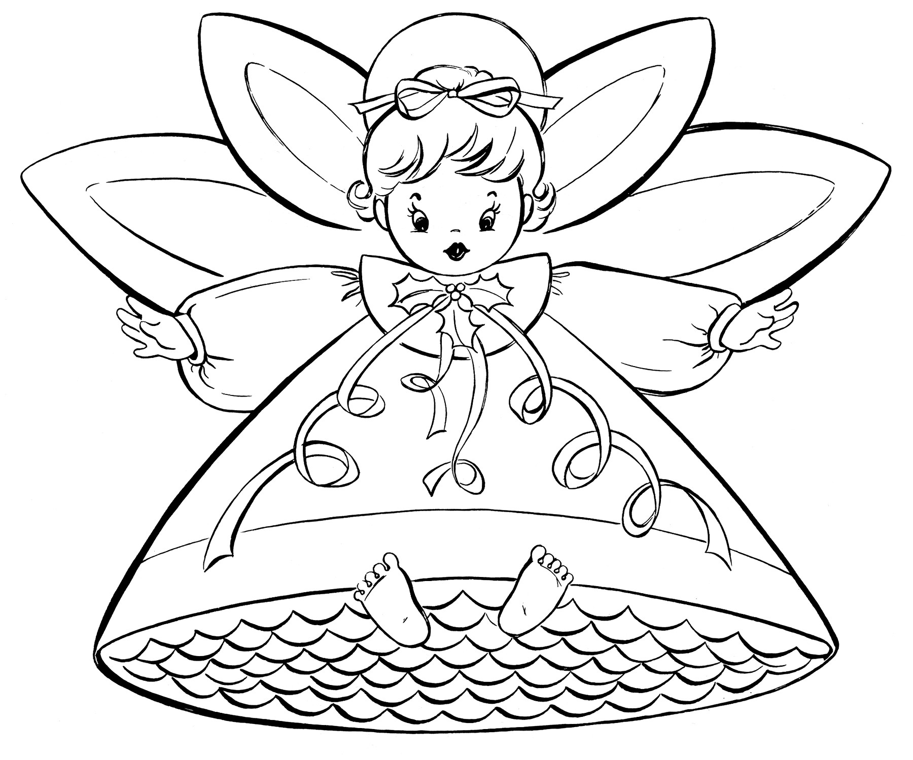 Christmas Coloring Pages Free Printable
 Free Christmas Coloring Pages Retro Angels The