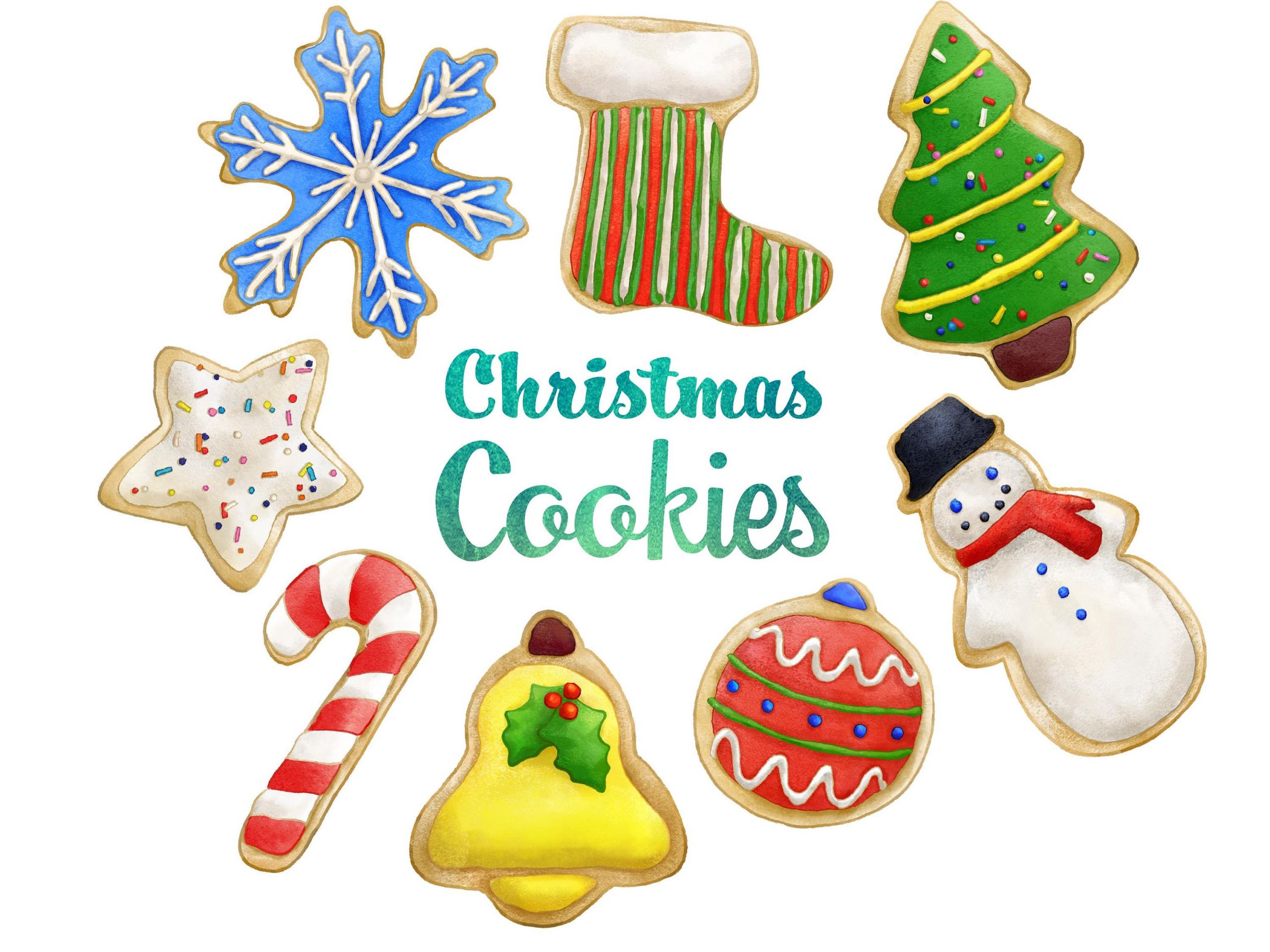 Christmas Cookies Clip Art
 Christmas Cookies Clipart Instant Digital Download Sugar