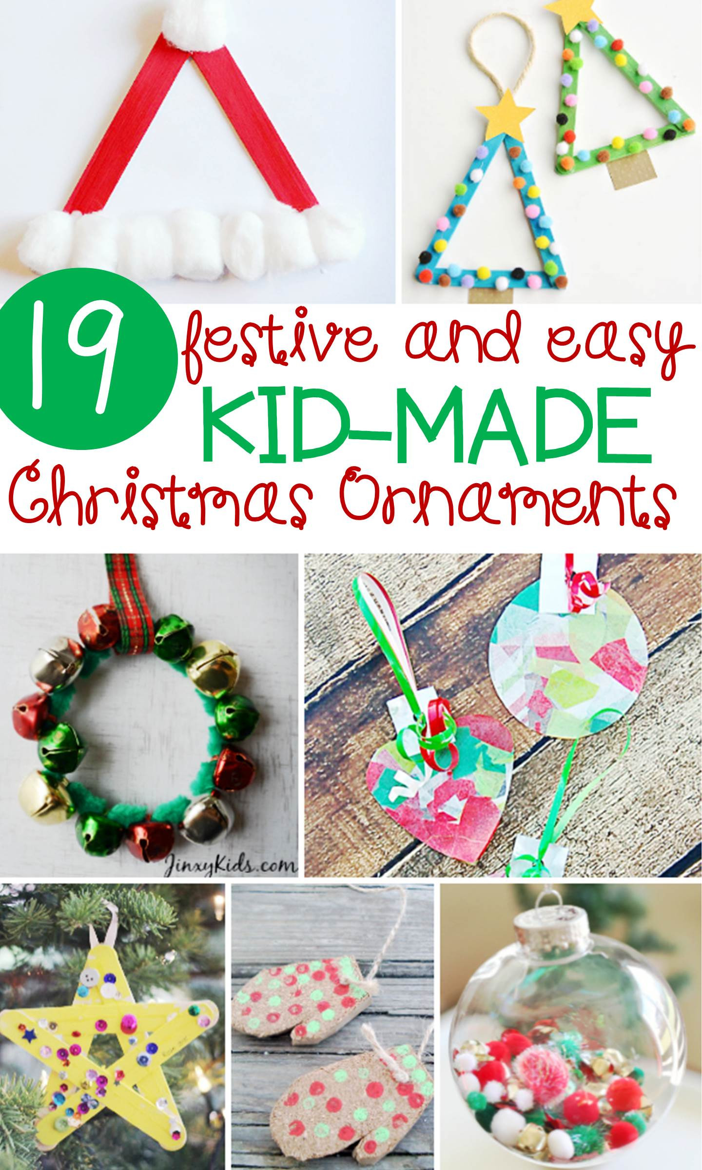 Christmas Crafts For Kids Pinterest
 Festive and Simple Kids Christmas Ornaments The