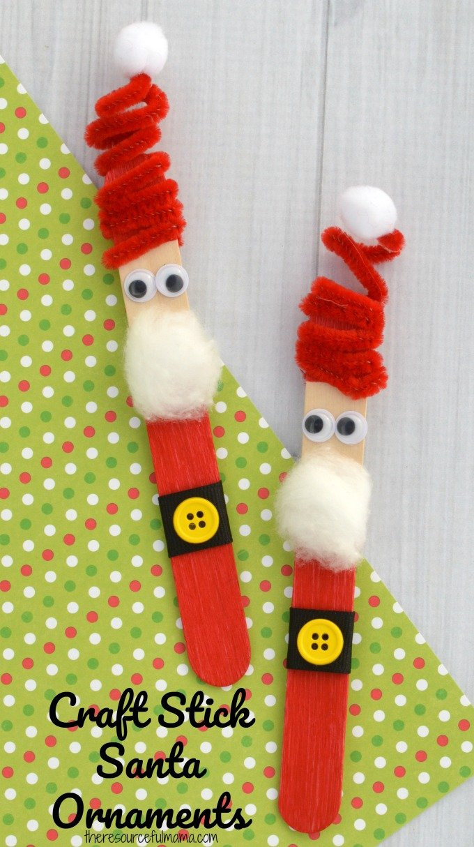 Christmas Crafts For Kids Pinterest
 Craft Stick Santa Ornament The Resourceful Mama