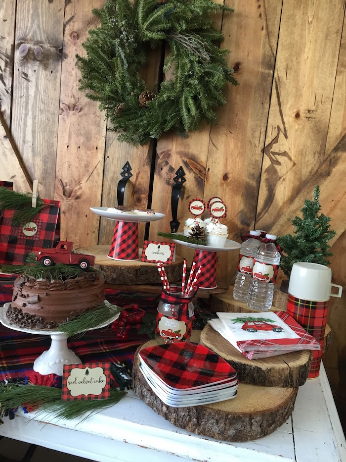 Christmas Decor Party Ideas
 Kara s Party Ideas Vintage Rustic Plaid Christmas Party