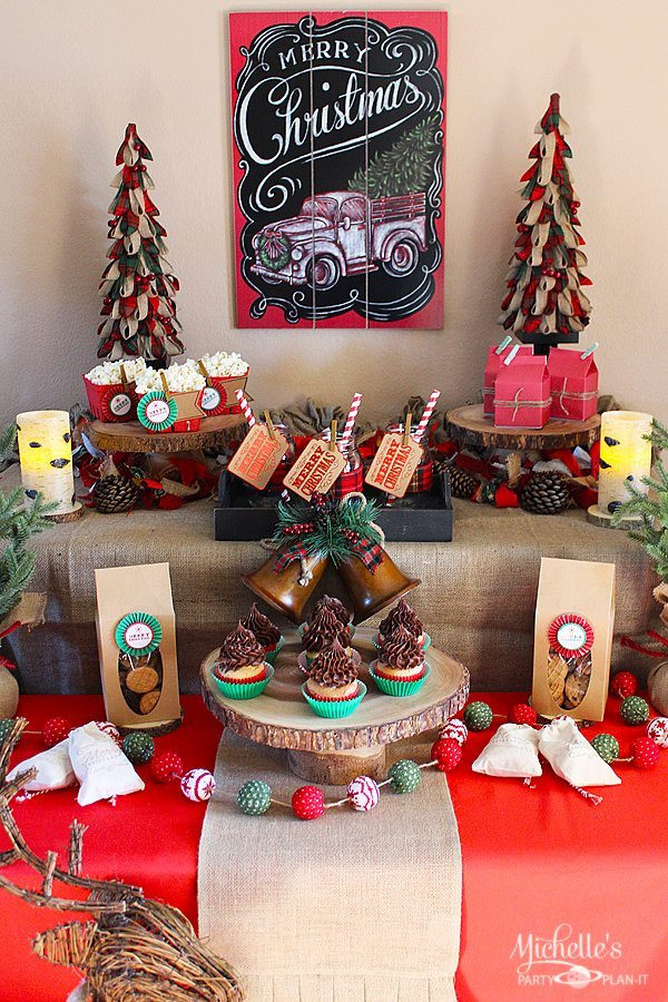 Christmas Decor Party Ideas
 Easy Rustic Christmas Party Decor and Dessert Table