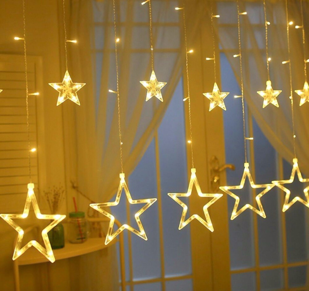 Christmas Indoor Lights
 220V EU Plug Star Curtain LED String Fairy Lights Indoor