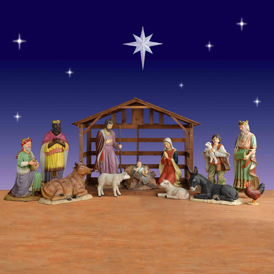 Christmas Nativity Set Outdoor
 12 Piece Life Size Creche Scene ChristmasNightInc