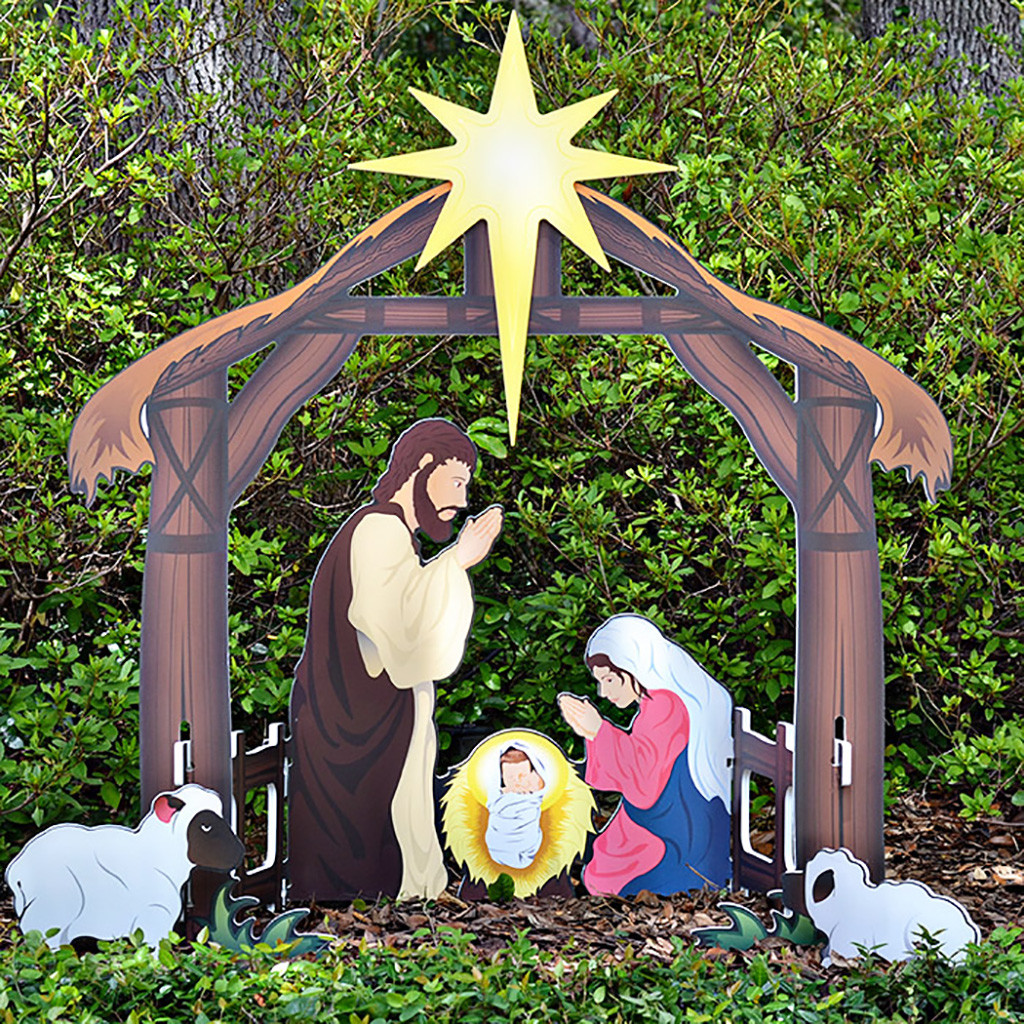 Christmas Nativity Set Outdoor
 Holy Night Printed Outdoor Nativity Set