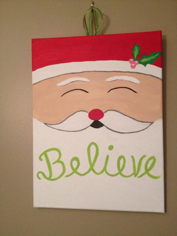 Christmas Painting Ideas For Kids
 Believe Santa Christmas Canvas