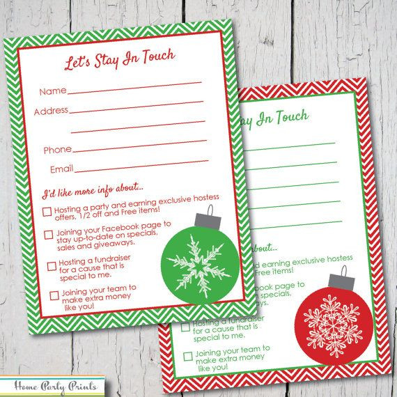 Christmas Party Door Prizes Ideas
 Christmas Colors Guest Contact Cards for Direct Sale