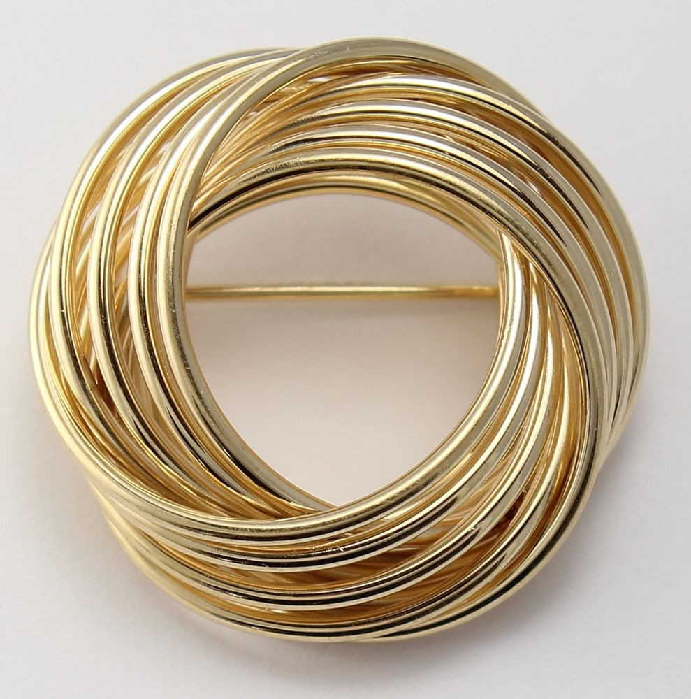 Circle Pins
 14k Yellow Gold Love Knot Circle Pin Brooch