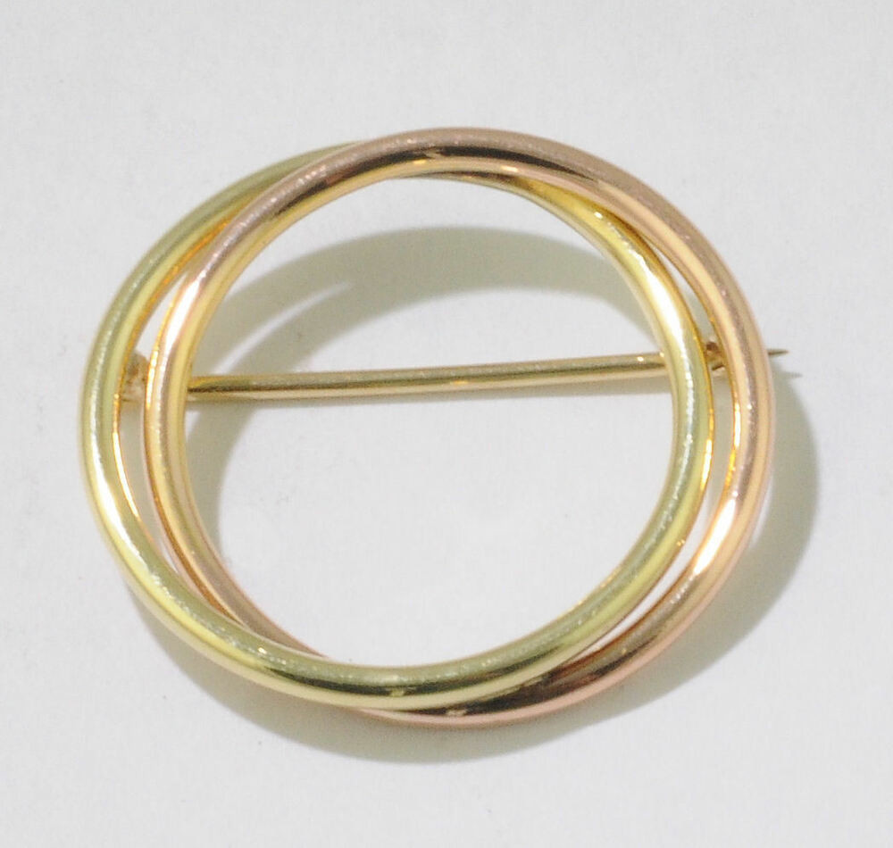 Circle Pins
 14k Yellow Rose Gold Two Tone Double Circle Lapel Pin