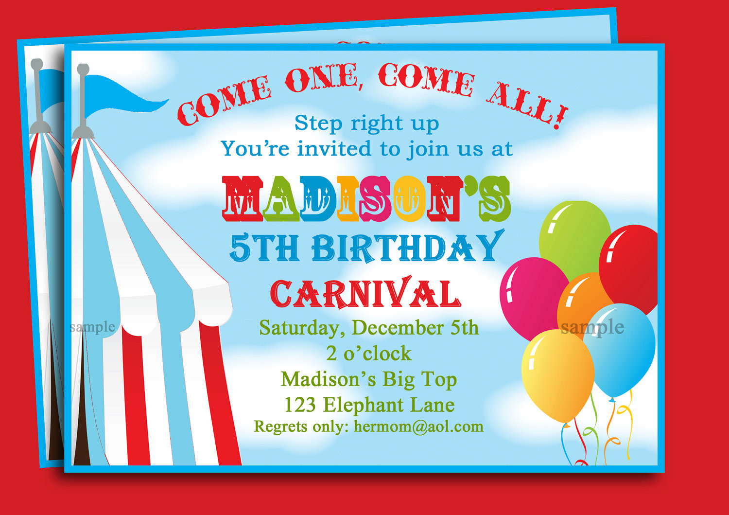 Circus Birthday Invitations
 Free Printable Carnival Birthday Party Invitations – FREE