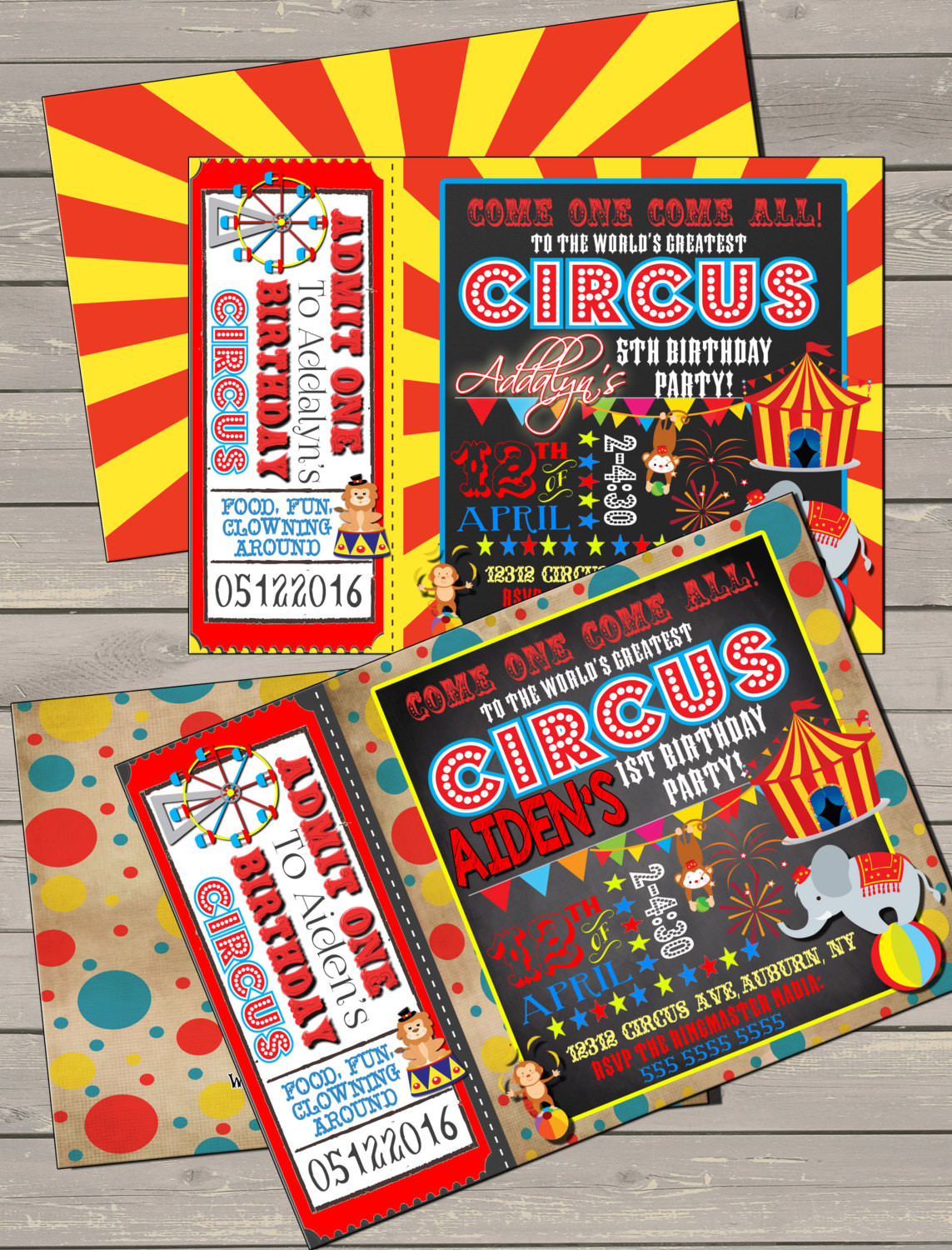 Circus Birthday Invitations
 bday circus invitations red yellow blue birthday invites