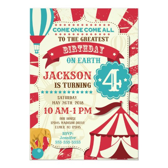 Circus Birthday Invitations
 Circus Birthday Invitation Carnival Invite