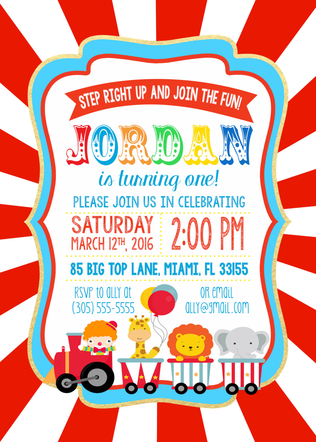 Circus Birthday Invitations
 Circus Birthday Invitation Circus Invitation Circus