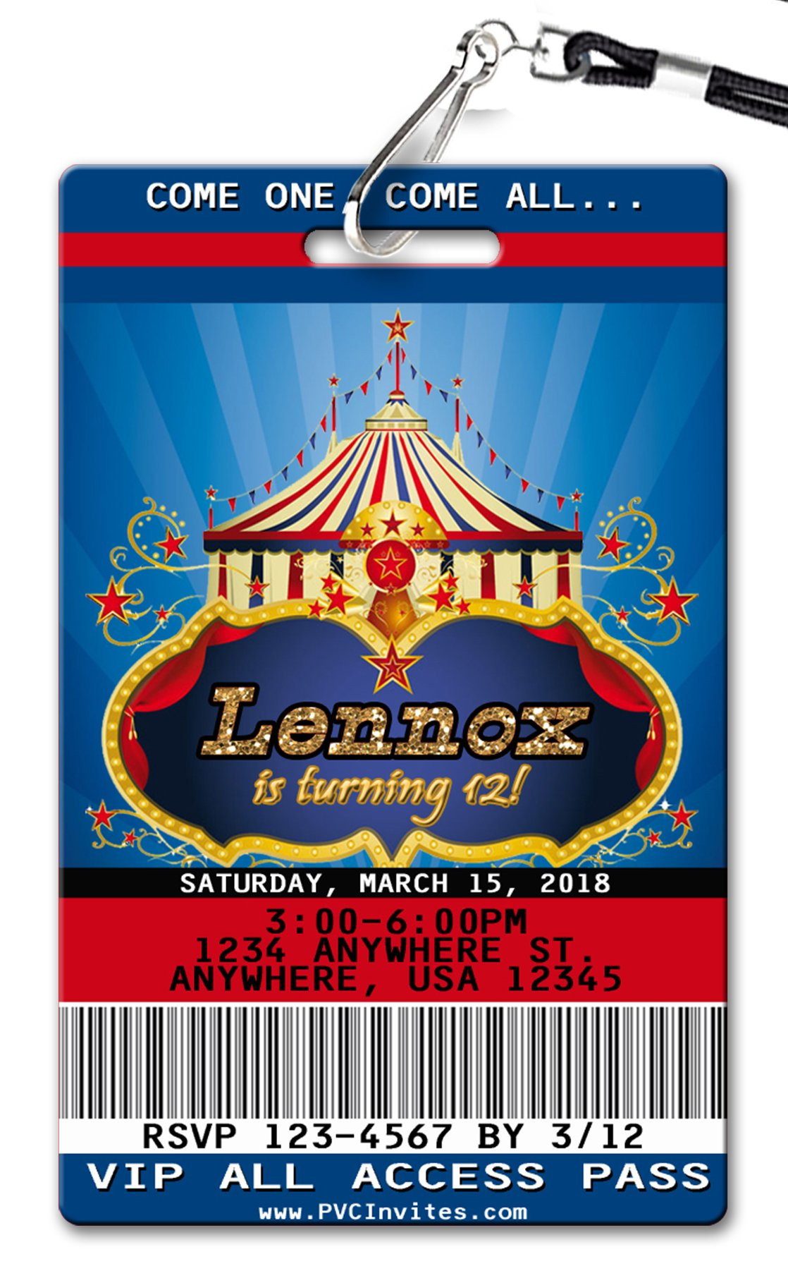 Circus Birthday Invitations
 Vintage Circus Birthday Invitations PVC Invites VIP