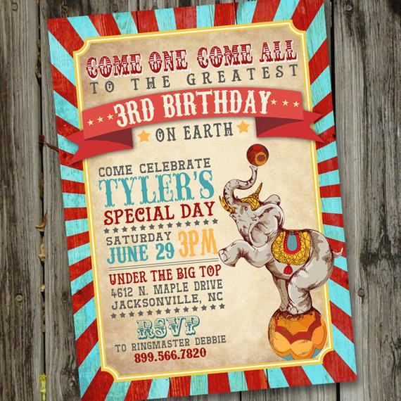 Circus Birthday Invitations
 Vintage Circus Birthday Invitation Circus Invitation