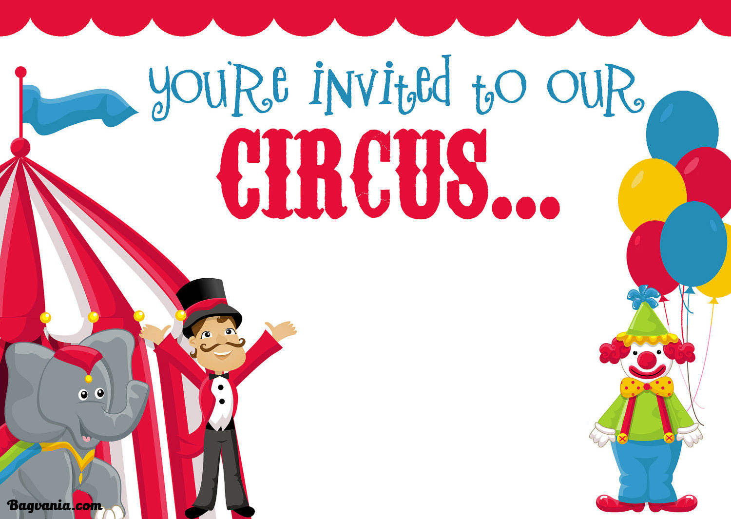 Circus Birthday Invitations
 Free Printable Circus Birthday Invitations Template – Bagvania