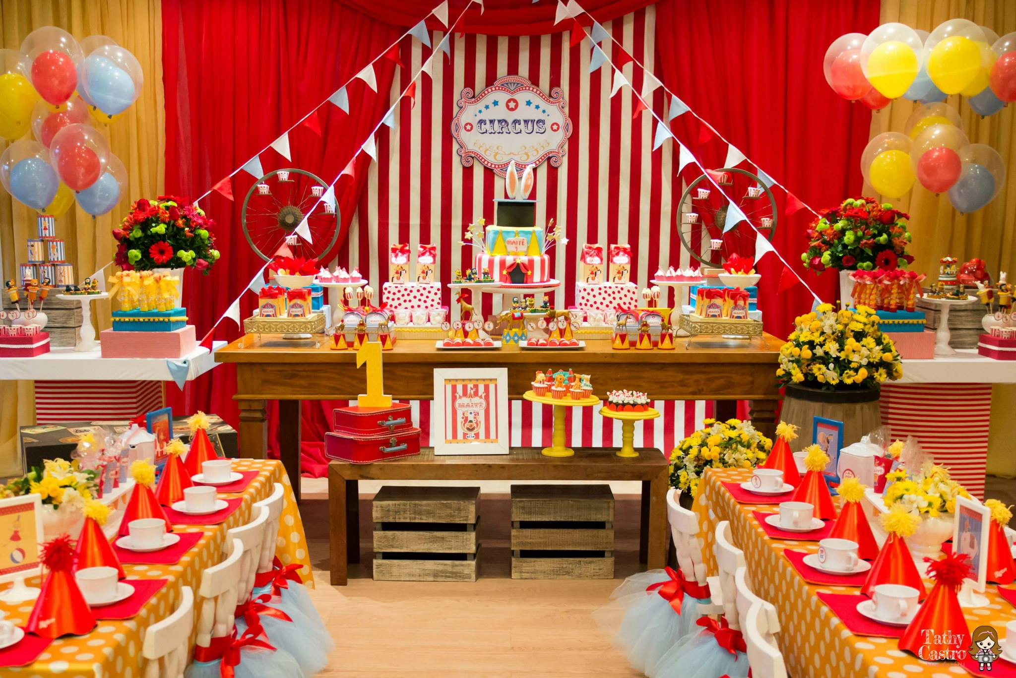 Circus Themed Birthday Party Ideas
 Classic Red & White Circus Themed Birthday Party