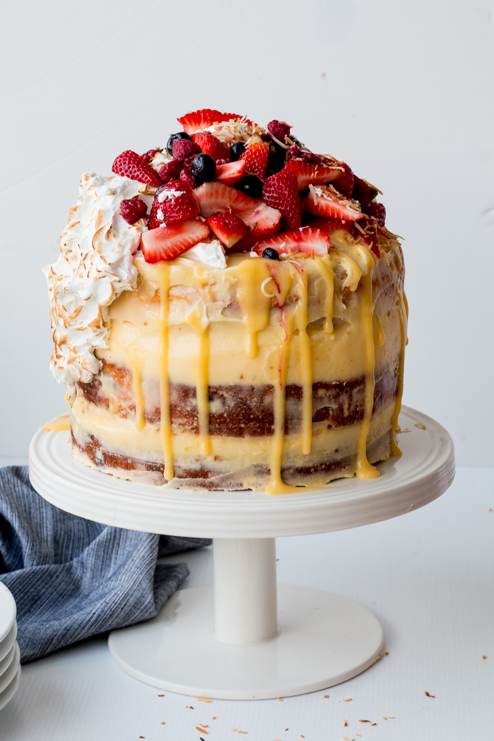 Coconut Birthday Cake
 Lemon Coconut & Berry Layer Cake with Lemon Curd and