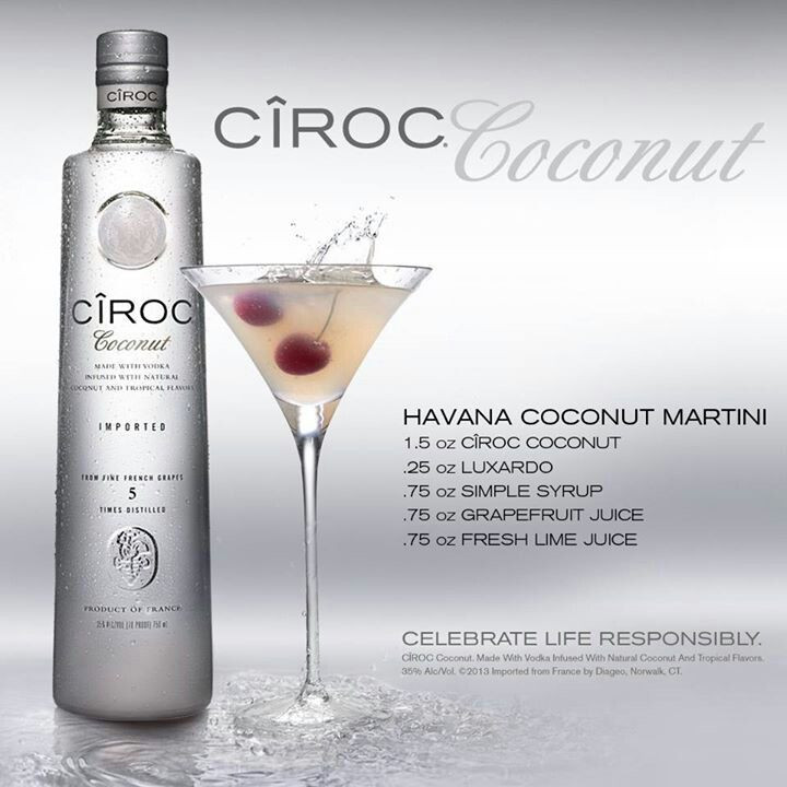 Coconut Vodka Drinks
 Havana Coconut Martini Ciroc Coconut