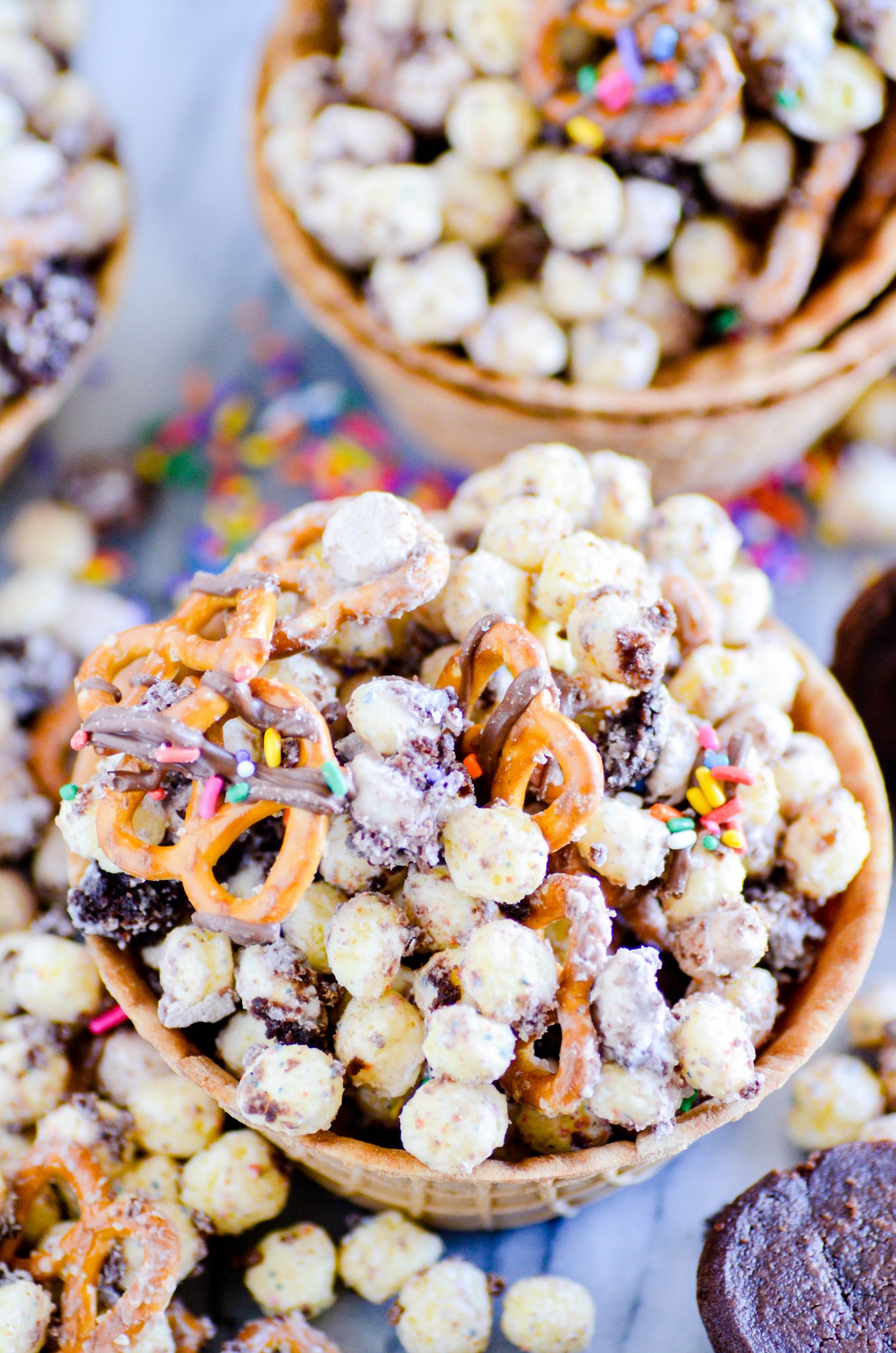 Cold Stone Birthday Cake Remix
 Birthday Cake Remix Snack Mix with Brownies and White