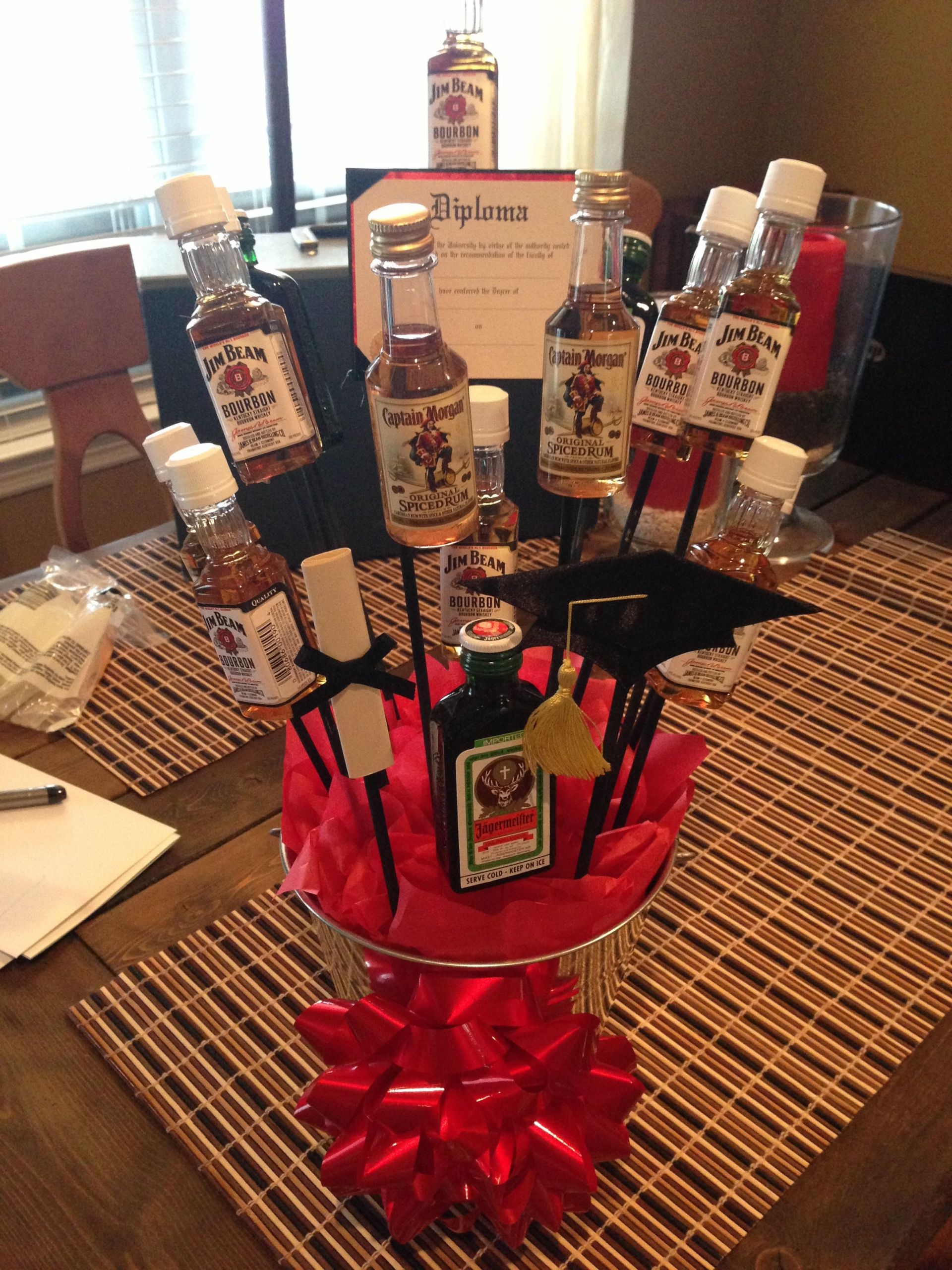 College Graduation Gift Ideas For Guys
 Alcohol bouquet for a guy graduating college