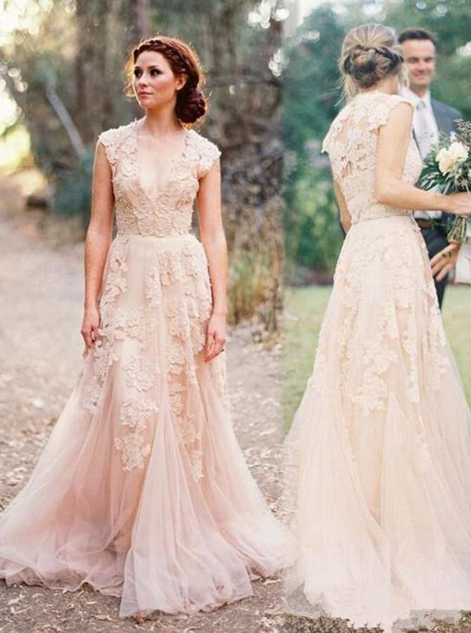 Colored Wedding Dresses With Sleeves
 Colored Wedding Dresses Lace Wedding Dress Vintage Wedding