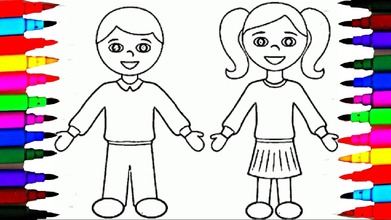 Coloring Art For Kids
 School Girl and Boy Coloring Pages l Kids Drawing Coloring