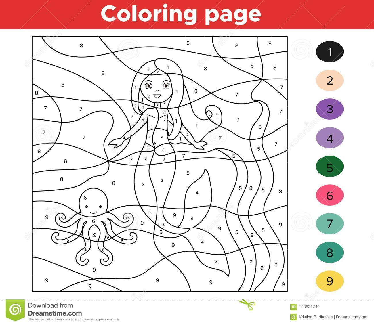 Coloring Games For Kids
 Educational Game For Kids Color By Numbers Stock Vector