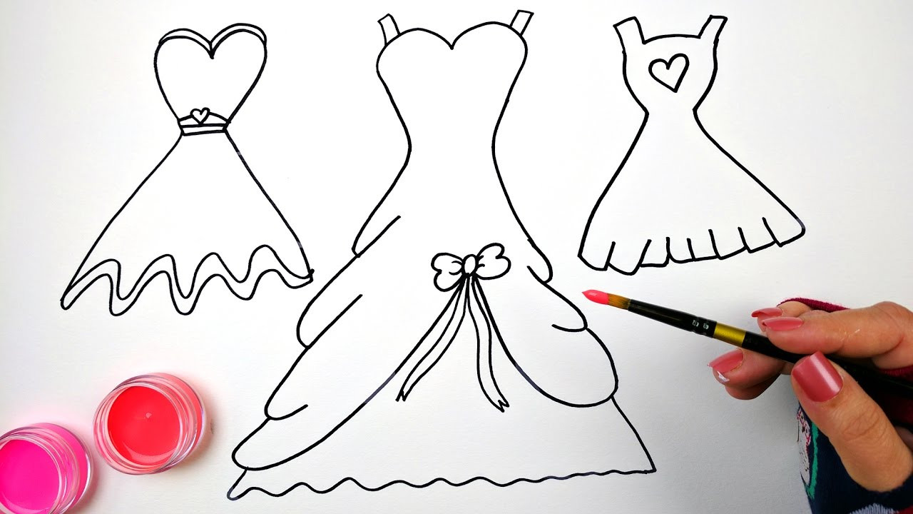 Coloring Ideas For Kids
 Draw Color and Paint Bow and Heart Dresses Coloring Pages